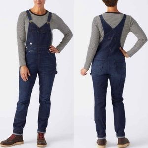 Duluth Trading Co Women's DoubleFlex Work Denim Bib Overall NEW 6 regular